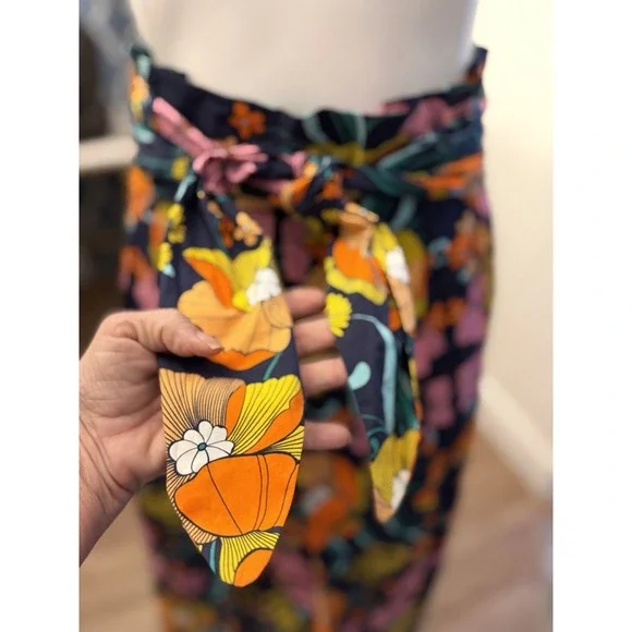 Corey Lynn Calter Kyla Midi Skirt M/L Anthropologie Paperbag Tie Waist A Line - Picture 6 of 14